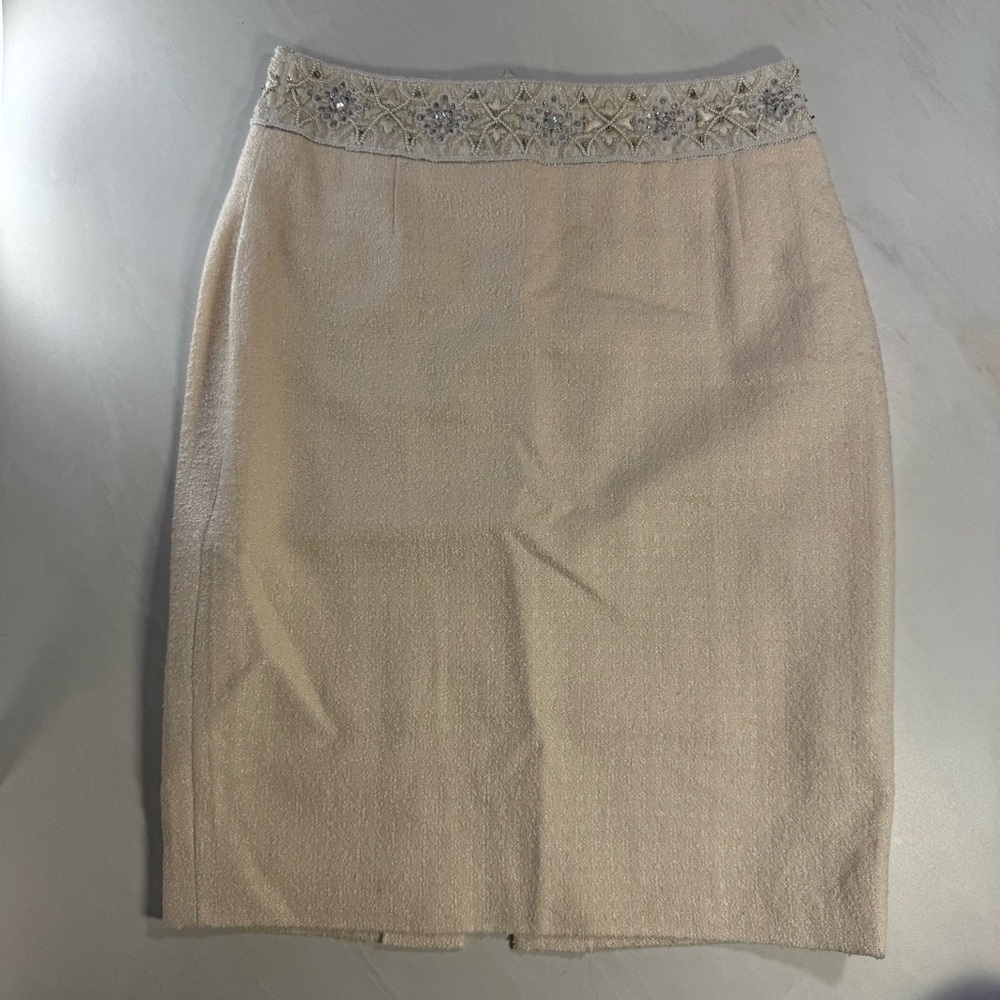 Vintage Escada Embellished Wool-Silk Pencil‎ Skirt – Size 34 (US 4) - Picture 2 of 7